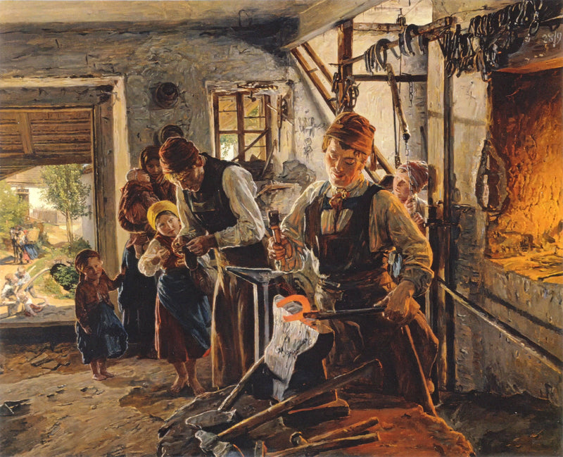 At the farrier by Ferdinand Georg Waldmüller — Oil Painting Reproduction