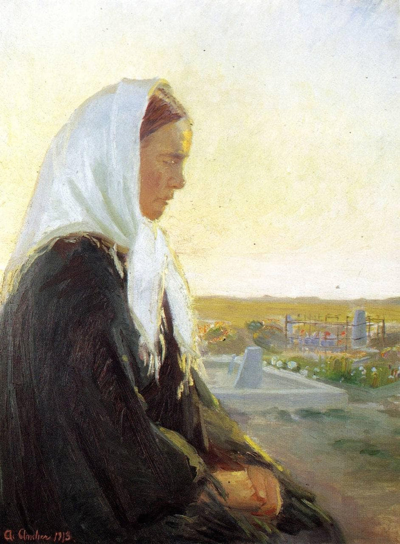 At the Grave by Anna Ancher — Oil Painting Reproduction