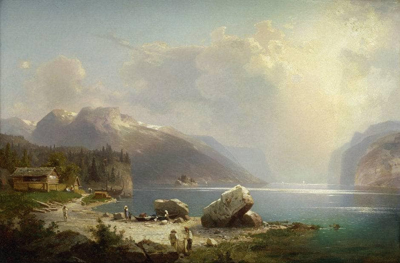 At the Hardanger Fjord in Norway by Franz Richard Unterberger — Oil Painting Reproduction