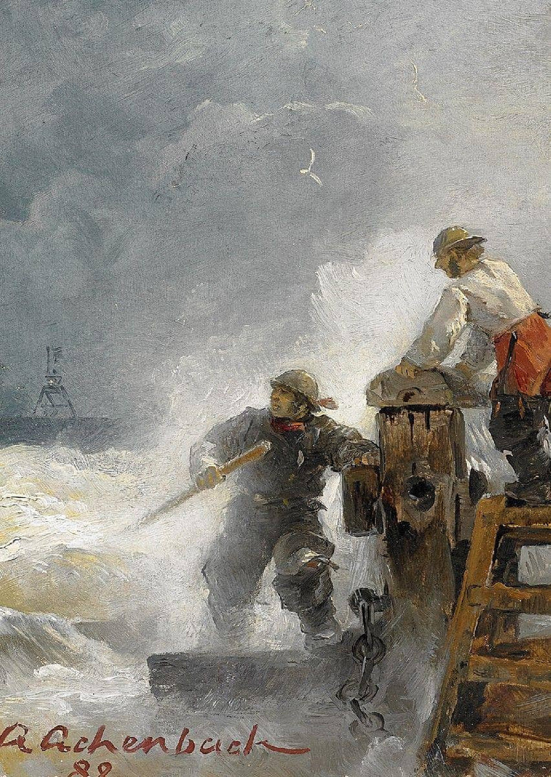 At the pier by Andreas Achenbach — Oil Painting Reproduction