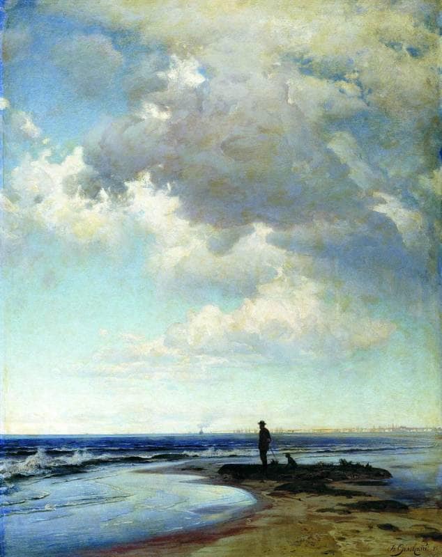 At the seashore by Volodymyr Orlovsky — Oil Painting Reproduction