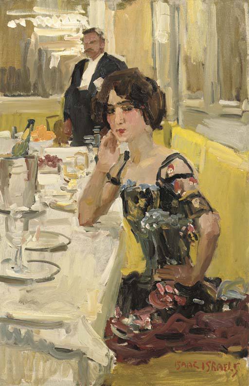 At the table at Le Perroquet restaurant, Paris by Isaac Israels — Oil Painting Reproduction