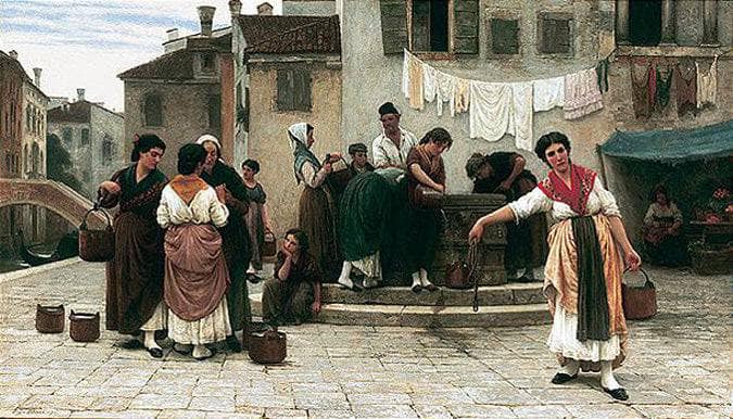 At the Well by Eugene de Blaas — Oil Painting Reproduction