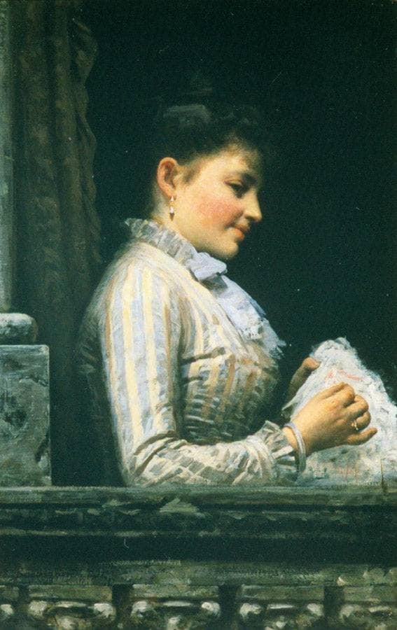 At the window by Noè Bordignon — Oil Painting Reproduction