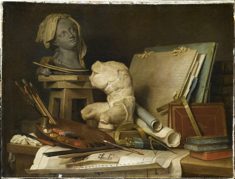 Attributes of Painting, Sculpture, and Architecture by Anne Vallayer-Coster — Oil Painting Reproduction