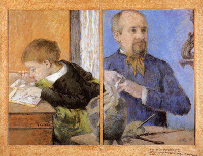 Aube the Sculptor and His Son in hallway