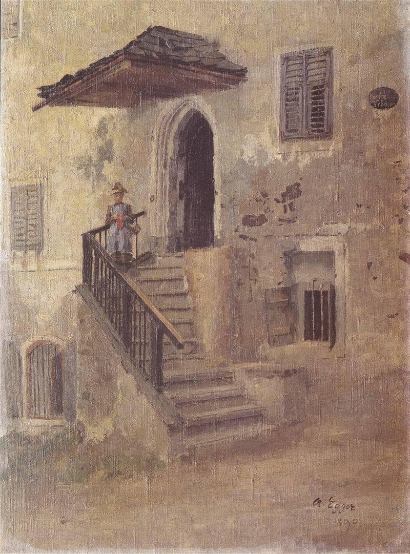 Auf Der Treppe by Albin Egger-Lienz — Oil Painting Reproduction