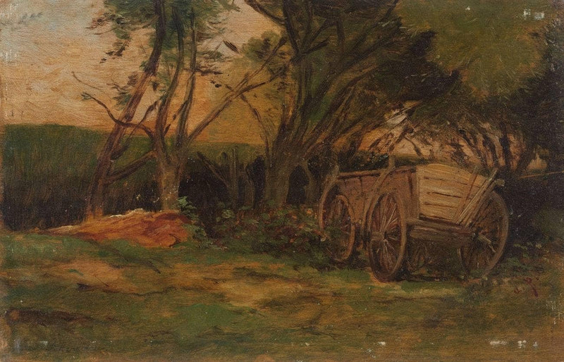 Farm carts under trees by August von Pettenkofen — Oil Painting Reproduction