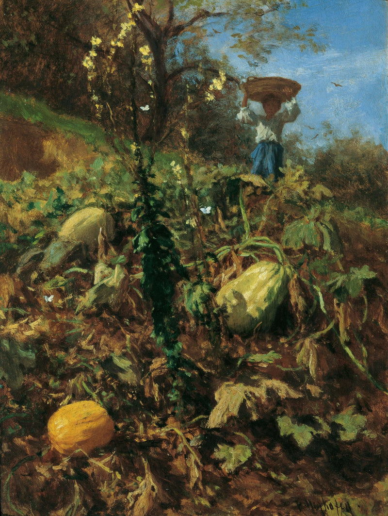 The pumpkin garden by August von Pettenkofen — Oil Painting Reproduction