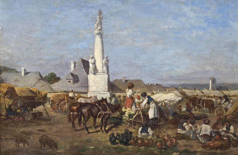 The market at Szolnok by August von Pettenkofen — Oil Painting Reproduction