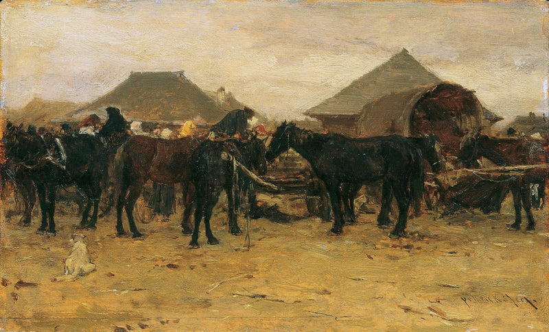 Horse market in Szolnok I by August von Pettenkofen — Oil Painting Reproduction