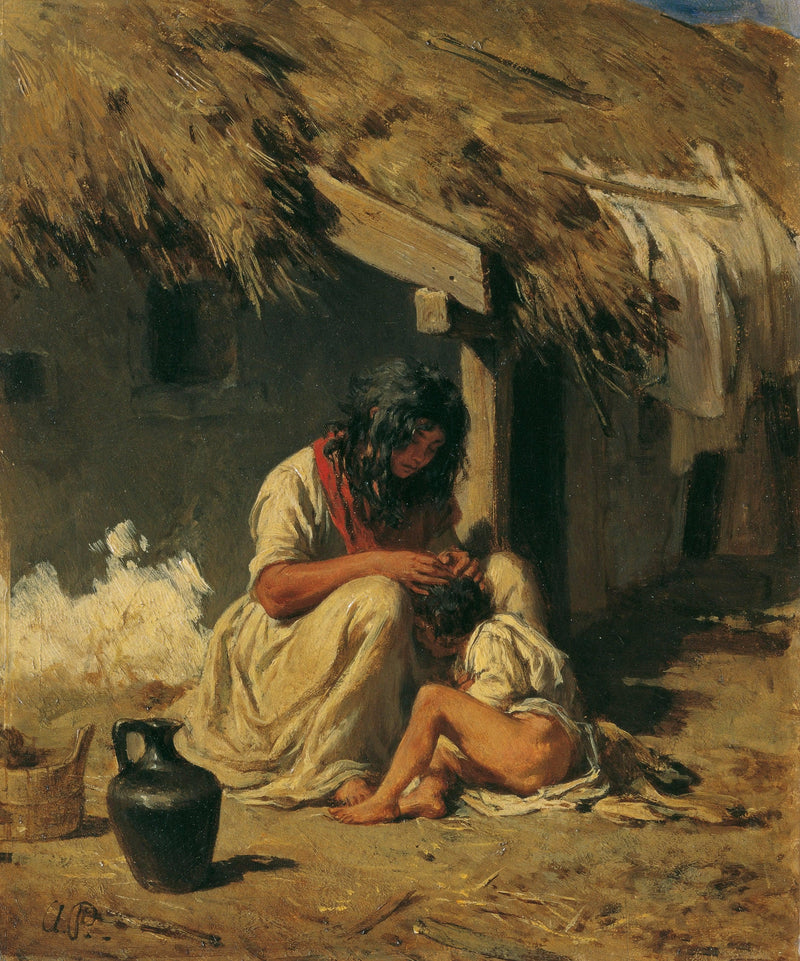 Hungarian village idyll by August von Pettenkofen — Oil Painting Reproduction