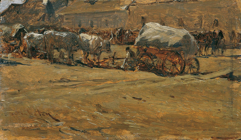 Hungarian oxcart by August von Pettenkofen — Oil Painting Reproduction