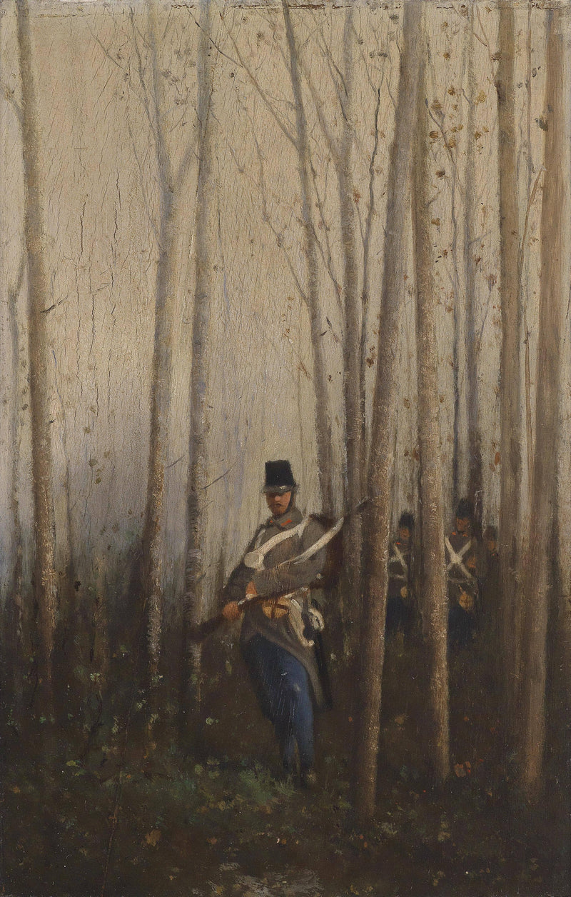 Forest with soldiers by August von Pettenkofen — Oil Painting Reproduction