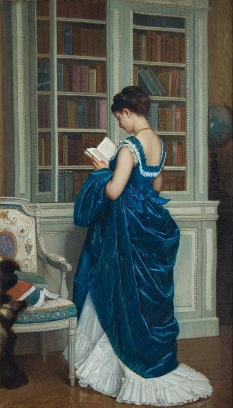 In the library by Auguste Toulmouche — Oil Painting Reproduction