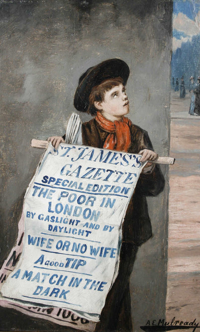 A London Newsboy in apartment