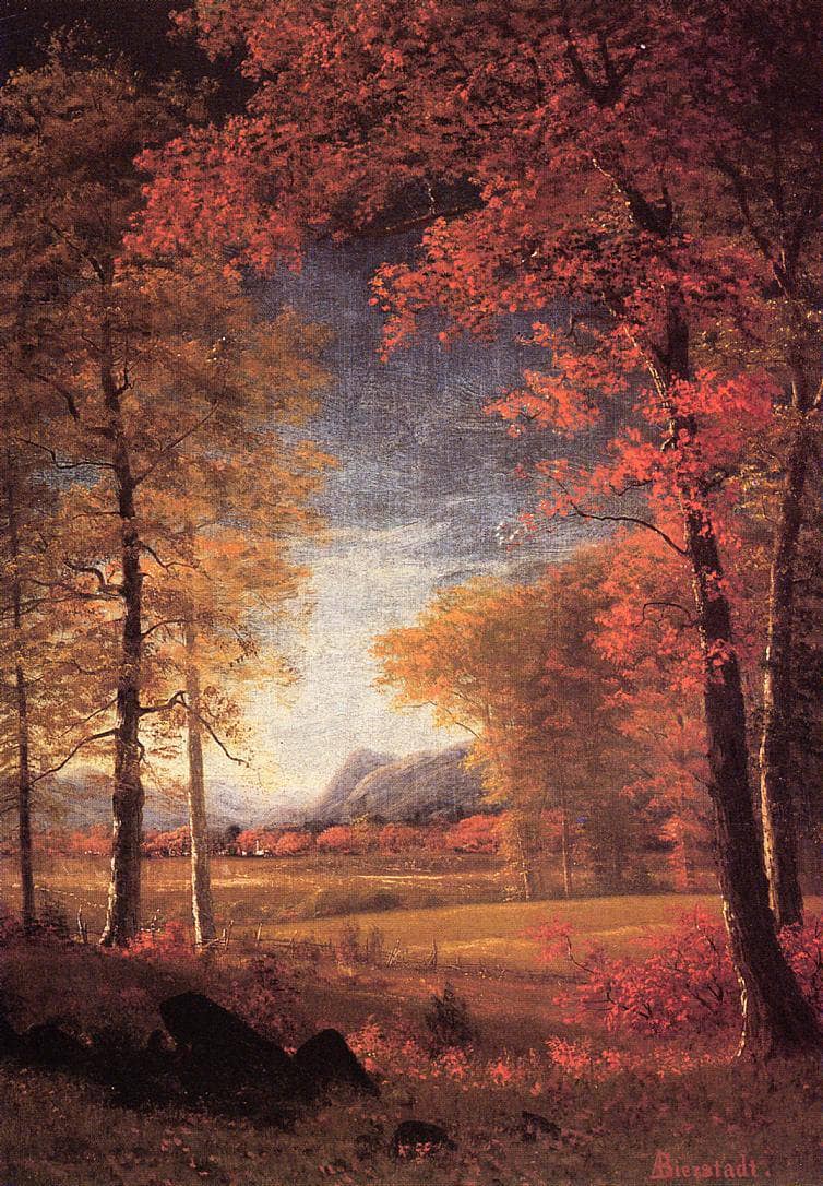 Autumn in America, Oneida County, New York by Albert Bierstadt — Oil Painting Reproduction