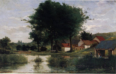 Autumn Landscape (Farm and pond) in home office