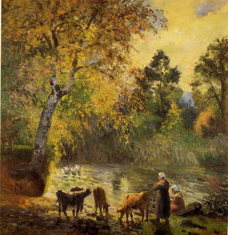 Autumn, Montfoucault Pond by Camille Pissarro — Oil Painting Reproduction