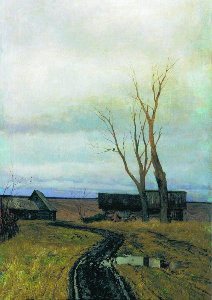 Autumn. Road in a Village. by Isaac Levitan — Oil Painting Reproduction