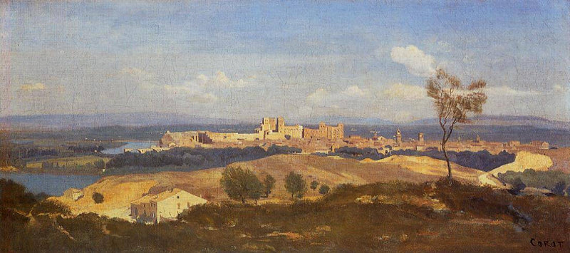 Avignon Seen from Villenueve les Avignon by Camille Corot, Oil Painting Reproduction