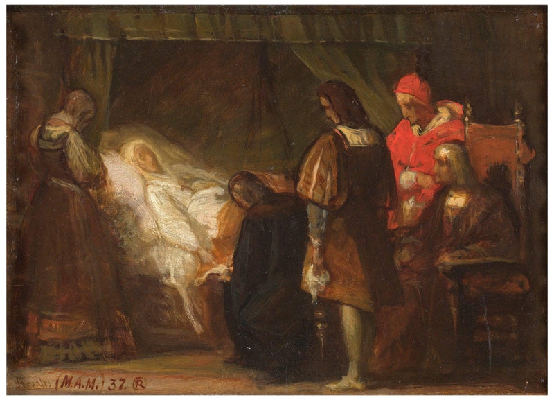 Preparatory sketch for The will of Isabella the Catholic by Eduardo Rosales — Oil Painting Reproduction