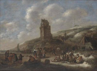 Fishermen with their catch on the beach in kitchen