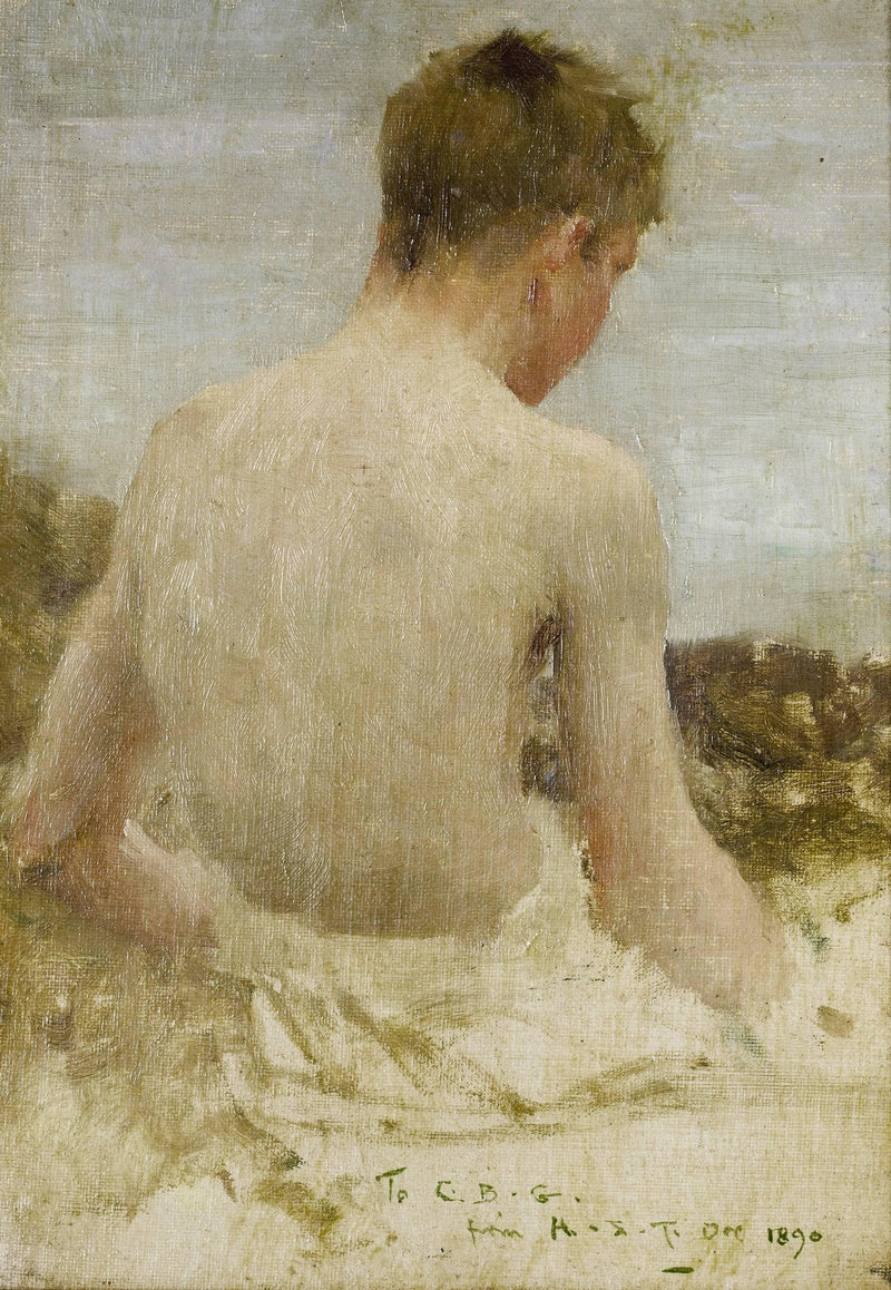 Back of a Boy Bather by Henry Scott Tuke — Oil Painting Reproduction