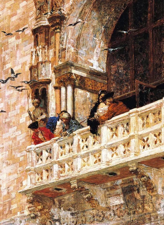 Balcony of the Doge's Palace by Giacomo Favretto — Oil Painting Reproduction