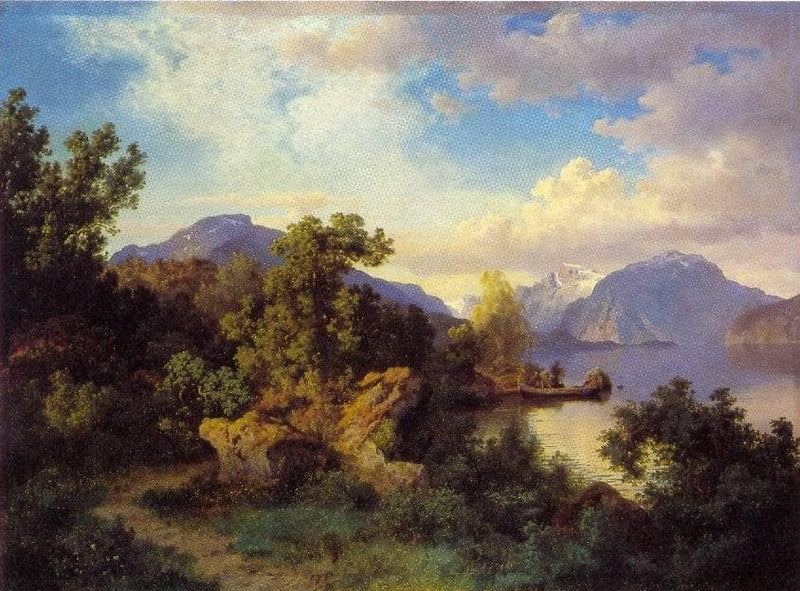 Balestrand Ved Gården Flesje by Hans Gude — Oil Painting Reproduction