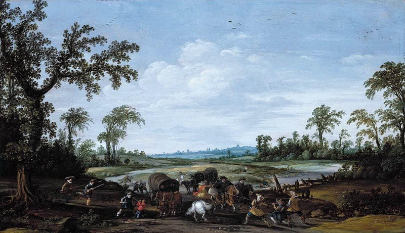 Bandits Attacking a Caravan of Travellers by Esaias van de Velde — Oil Painting Reproduction