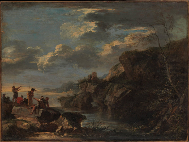 Bandits on a Rocky Coast by Salvator Rosa — Oil Painting Reproduction
