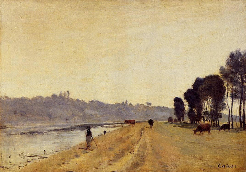Banks of a River by Camille Corot — Oil Painting Reproduction