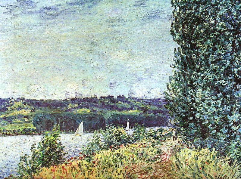Banks of the Seine, Wind Blowing by Alfred Sisley — Oil Painting Reproduction
