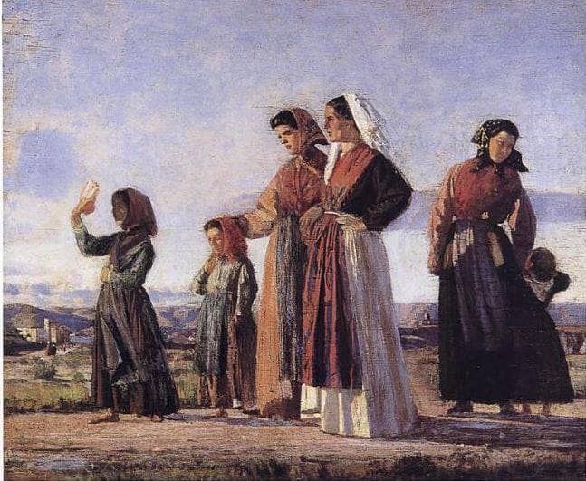 On the way to the church by Cristiano Banti — Oil Painting Reproduction