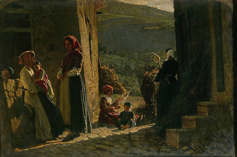 Meeting of peasants by Cristiano Banti — Oil Painting Reproduction