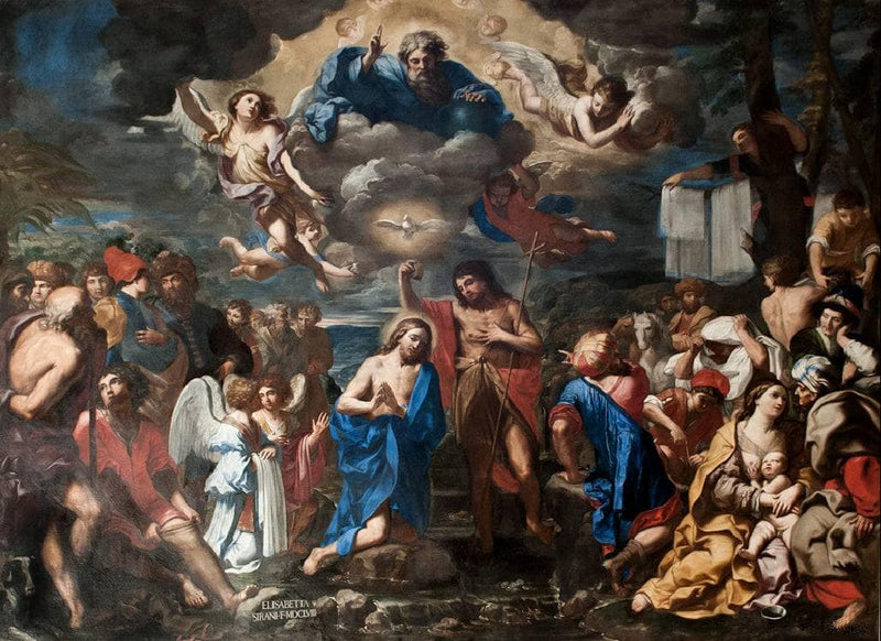 Baptism of Christ by Elisabetta Sirani — Oil Painting Reproduction