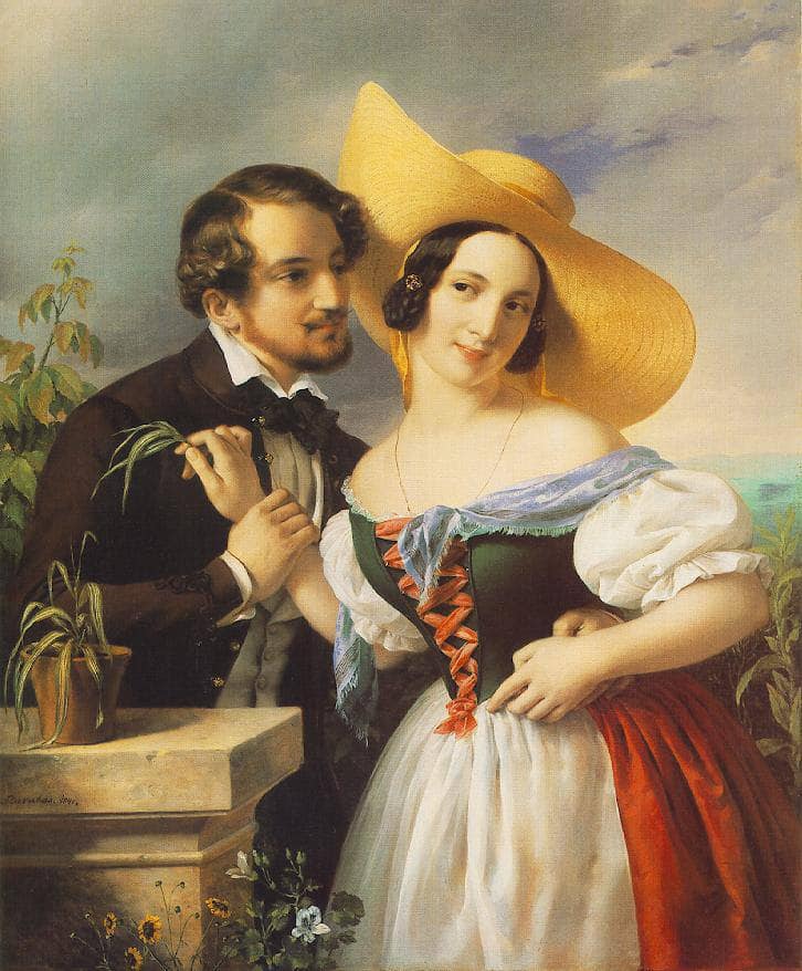 Flirtation by Miklos Barabas — Oil Painting Reproduction