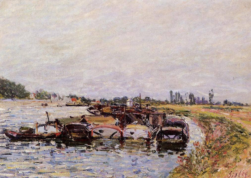 Barge Garage at Saint Mammes by Alfred Sisley — Oil Painting Reproduction