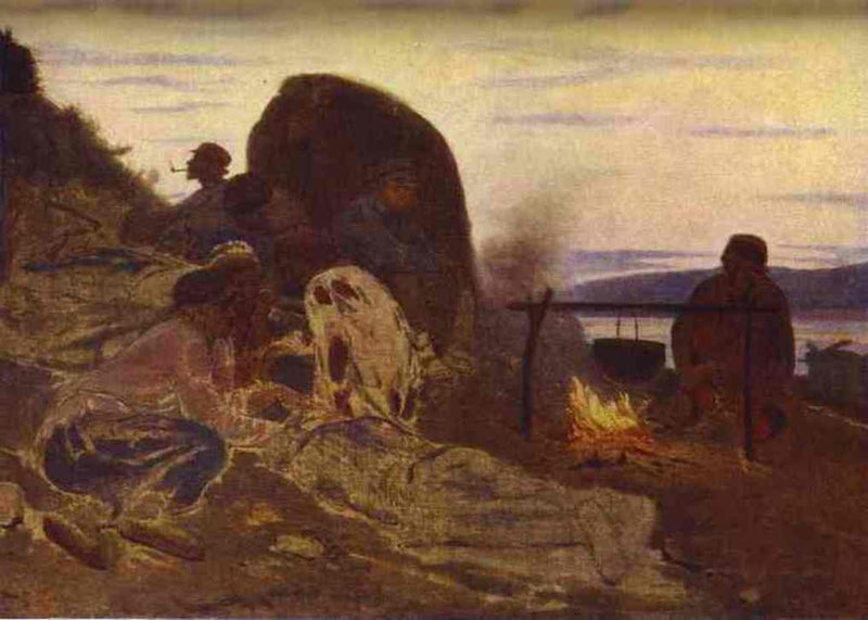 Barge Haulers by Campfire by Ilya Repin — Oil Painting Reproduction