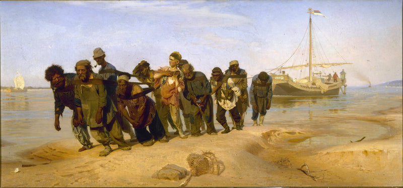 Barge Haulers on the Volga by Ilya Repin, Oil Painting Reproduction