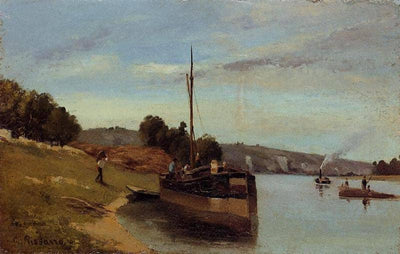 Barges at Le Roche Guyon in bedroom
