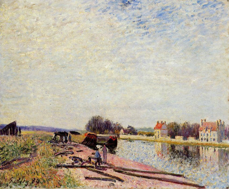 Barges on the Loing, Saint Mammes by Alfred Sisley — Oil Painting Reproduction