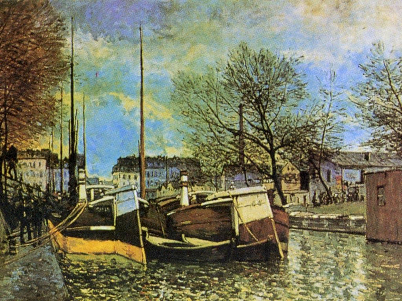 Barges on the Saint Martin Canal by Alfred Sisley — Oil Painting Reproduction