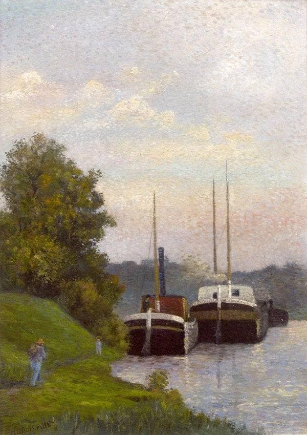 Barges on the Seine by Albert Dubois-Pillet — Oil Painting Reproduction