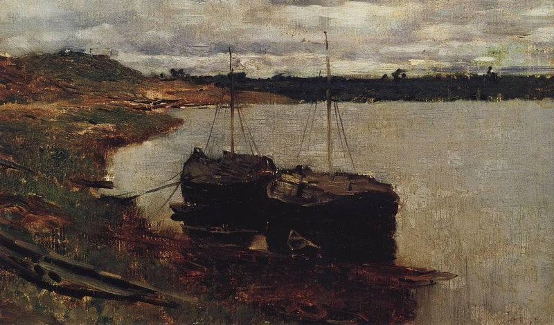 Barges. The Volga. by Isaac Levitan — Oil Painting Reproduction