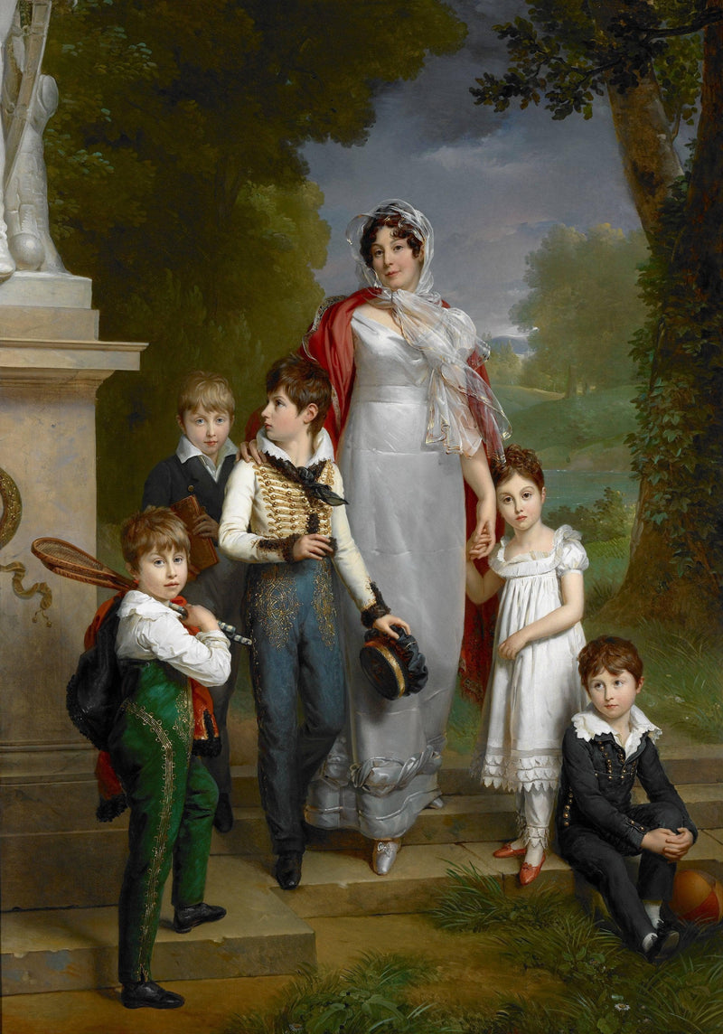 Portrait of Louise-antoinette-scholastique Guéhéneuc, Madame La Maréchale Lannes, Duchesse De Montebello, with Her Children by François Gérard — Oil Painting Reproduction