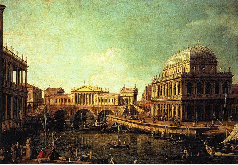 Basilica di Vecenza and the Ponte de Rialto by Canaletto — Oil Painting Reproduction