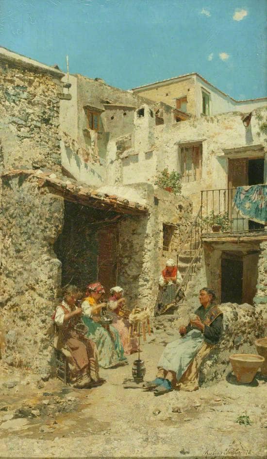 Basket Makers in Naples by Rubens Santoro — Oil Painting Reproduction