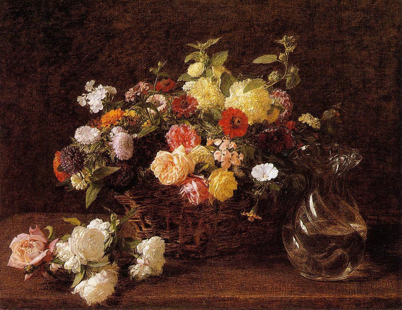 Basket of Flowers by Henri Fantin-Latour — Oil Painting Reproduction